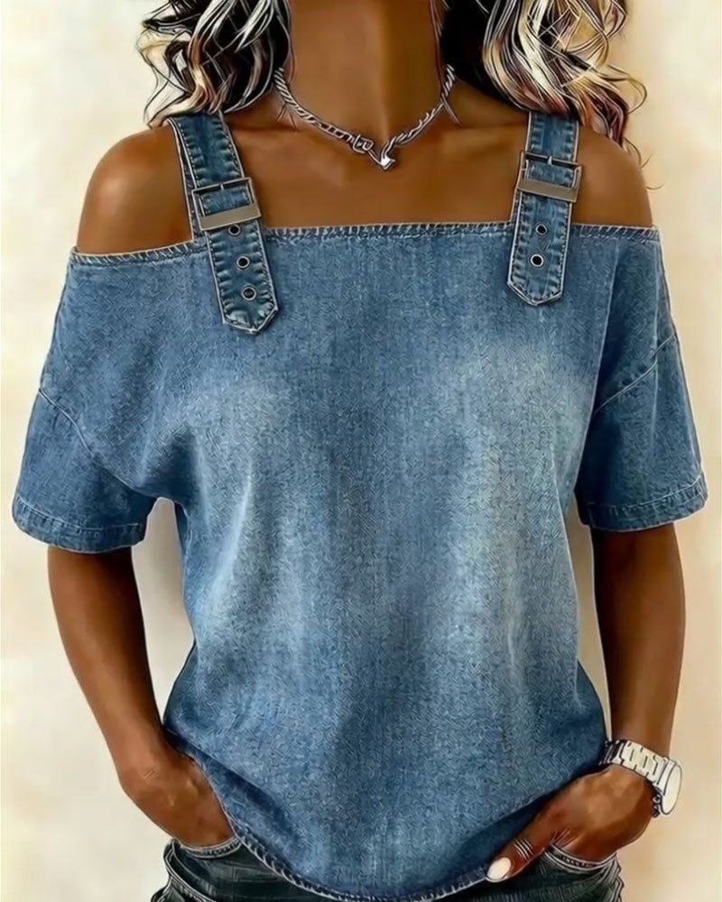 Patricia | Off-Shoulder Denim Shirt